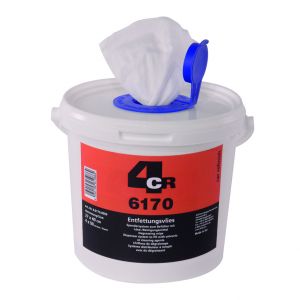4CR 6170 Entfettungsvlies 1 Spendereimer 2,6 l mit 4 x 50 Tücher 27x40 cm 